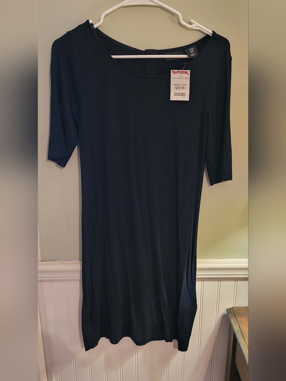 Womens Size XS Adrienne Vittadini Black Midi Scoop Neck Dress